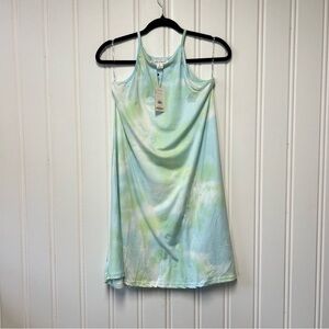 Kiwi + Punch Tie Dye Slip Dress Size S Blue Lime Spaghetti Strap NWT